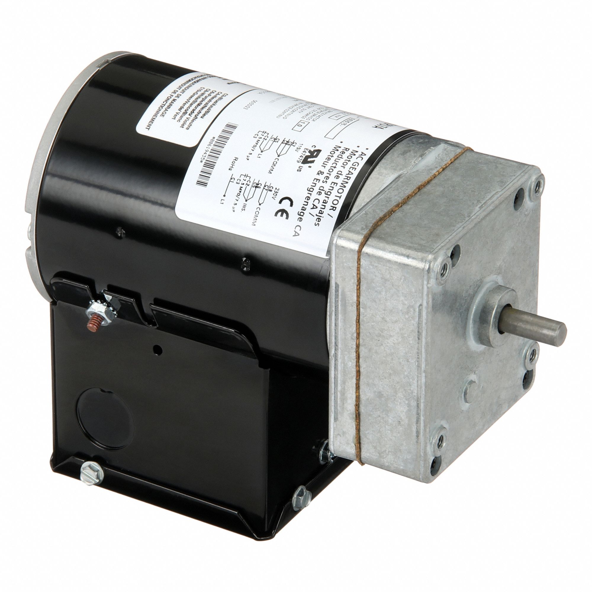 AC Gearmotor: Parallel, Single Output Shaft, PSC, TENV, 7 RPM, 50 in-lb Max Torque, CW/CCW