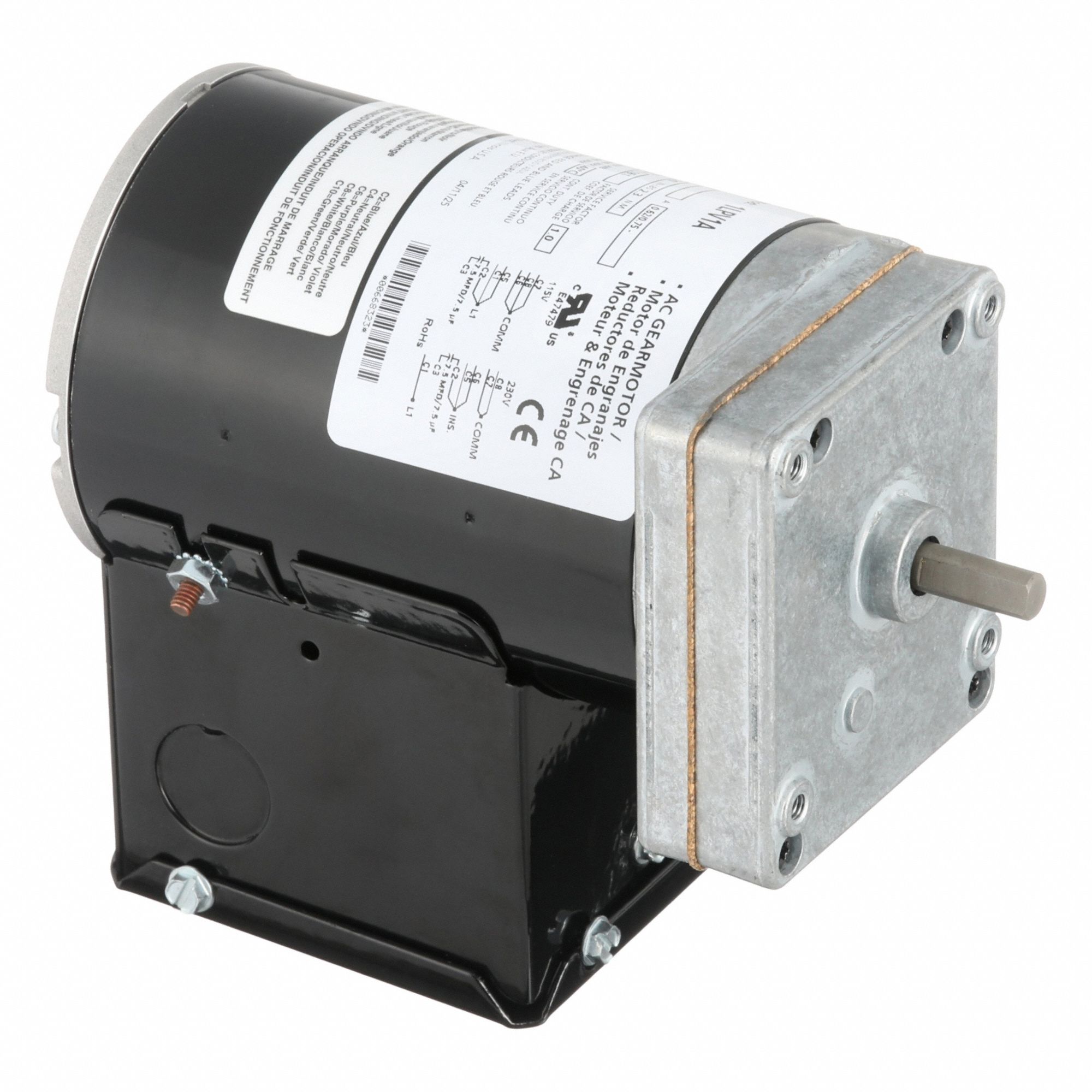 AC Gearmotor: Parallel, Single Output Shaft, PSC, TENV, 96 RPM, 20 in-lb Max Torque, CW/CCW