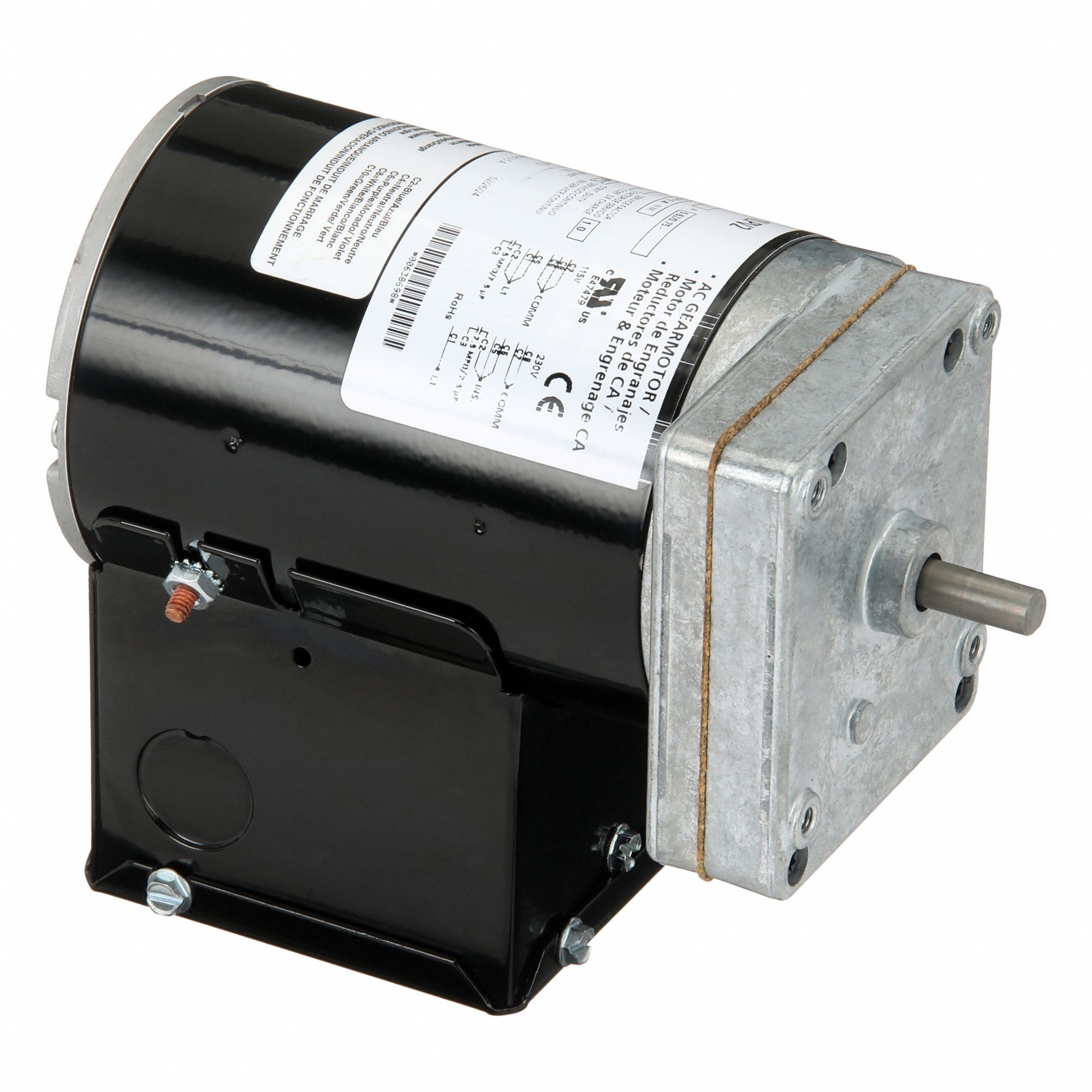 AC Gearmotor: Parallel, Single Output Shaft, PSC, TENV, 181 RPM, 12 in-lb Max Torque, CW/CCW