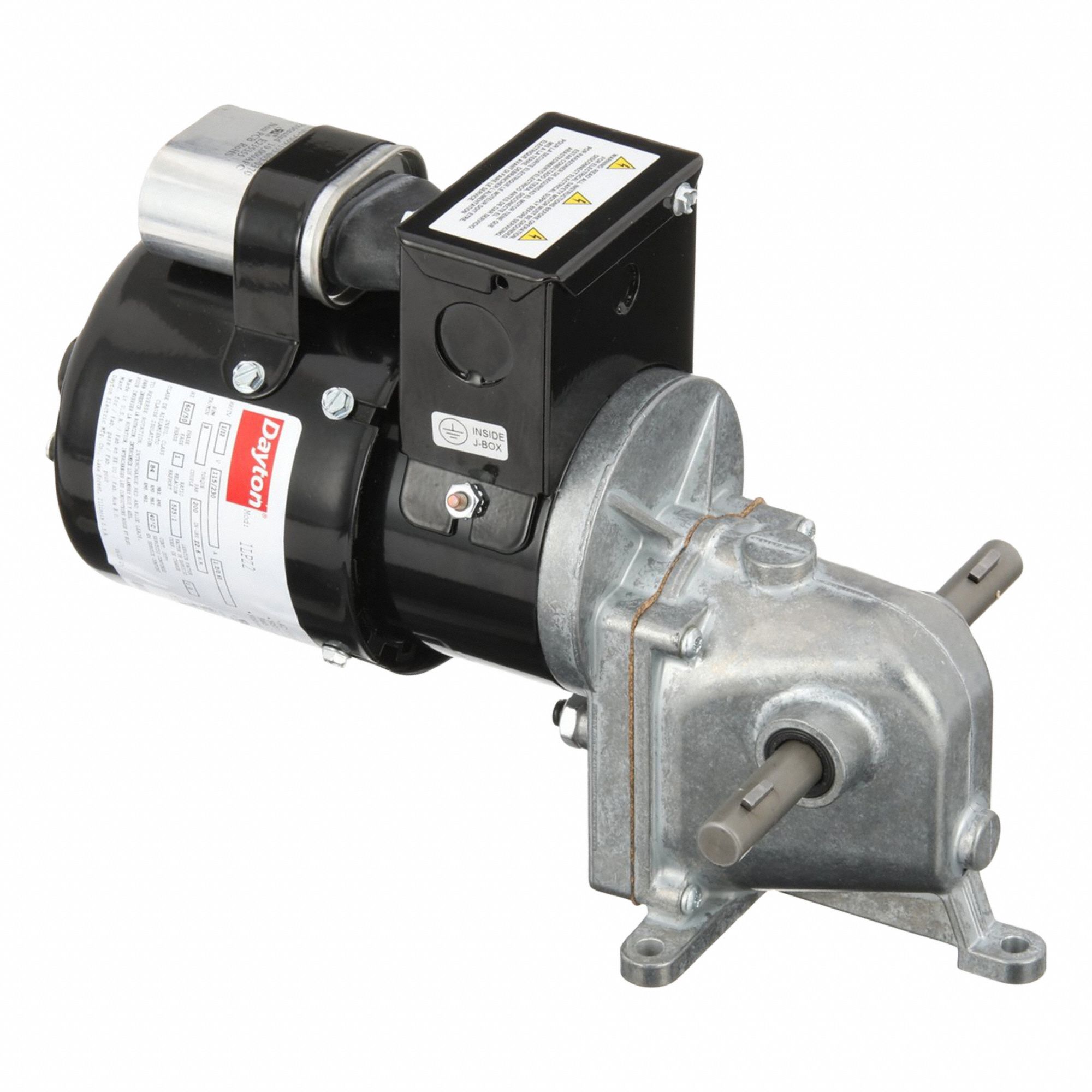 AC Gearmotor: Right Angle, Dual Output Shafts, PSC, TENV, 3 RPM, 200 in-lb Max Torque, CW/CCW