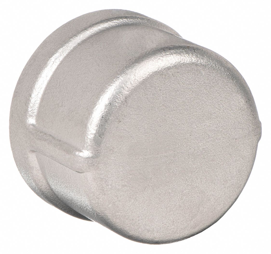 ROUND CAP: 304 STAINLESS STEEL, 3 IN FITTING, FEMALE NPT, CLASS 150, 47.5 MM OVERALL LG