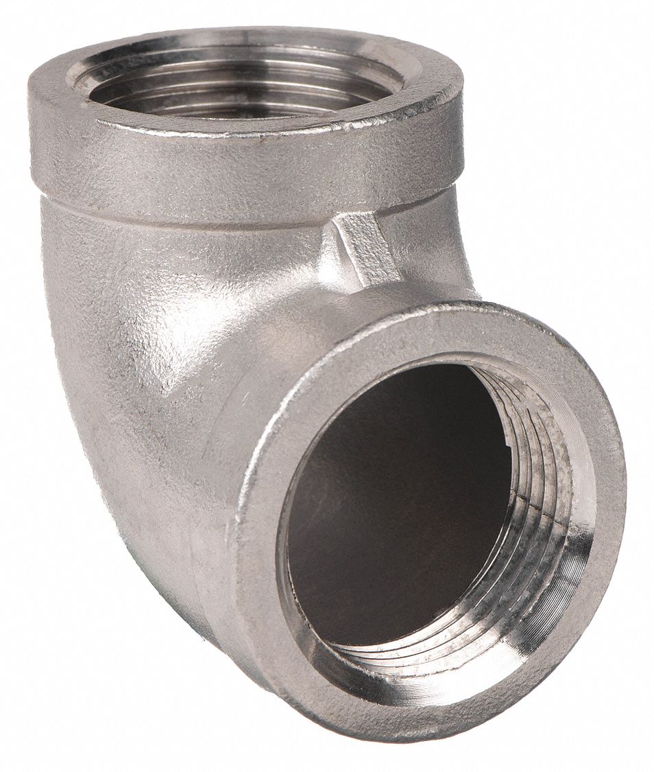 90 °  ELBOW: 304 STAINLESS STEEL, 1¼ IN X 1¼ IN FITTING, FEMALE NPT X FEMALE NPT