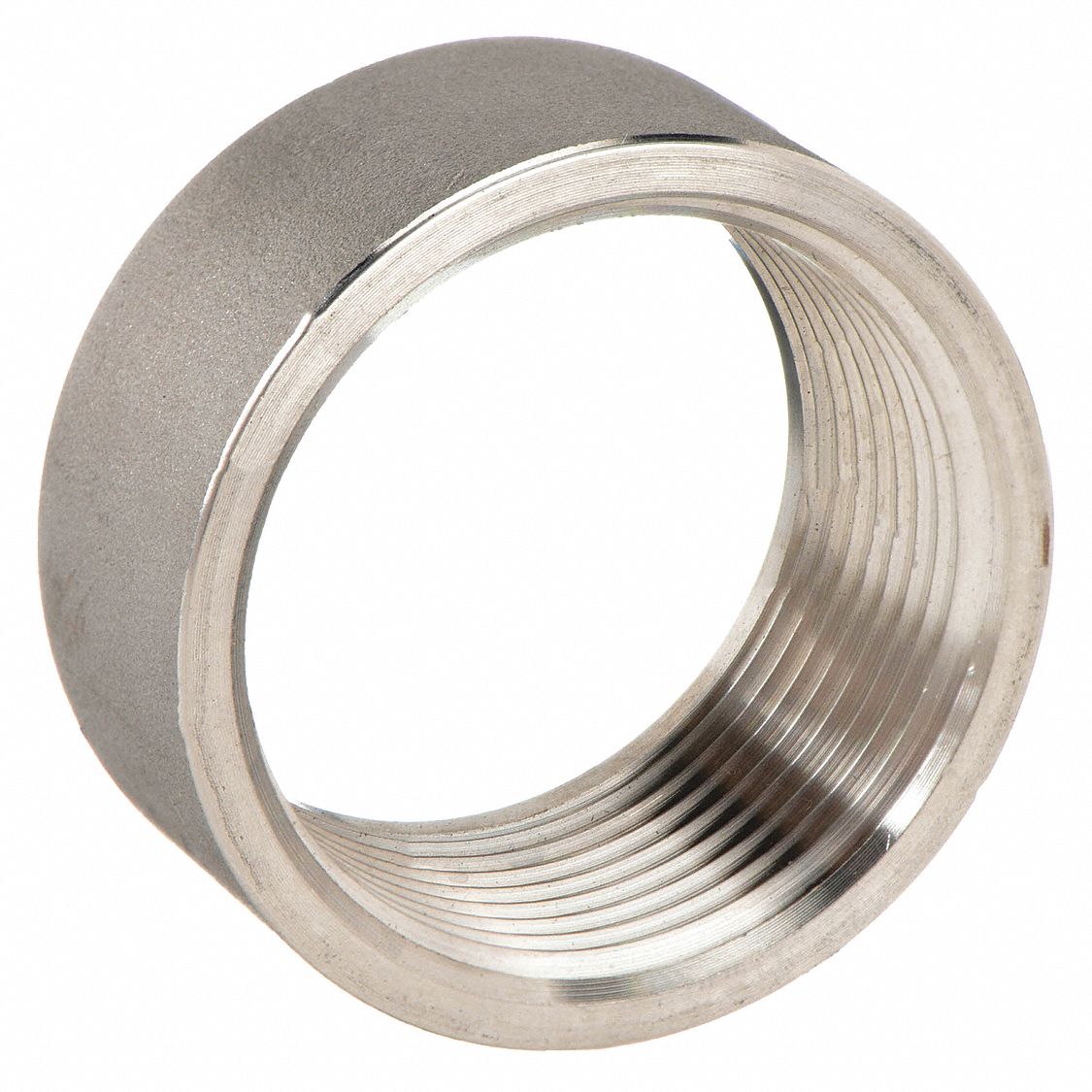 Half Coupling: 304 Stainless Steel, 1 1/4 in x 1 1/4 in Fitting Pipe Size, Female NPT x Female NPT