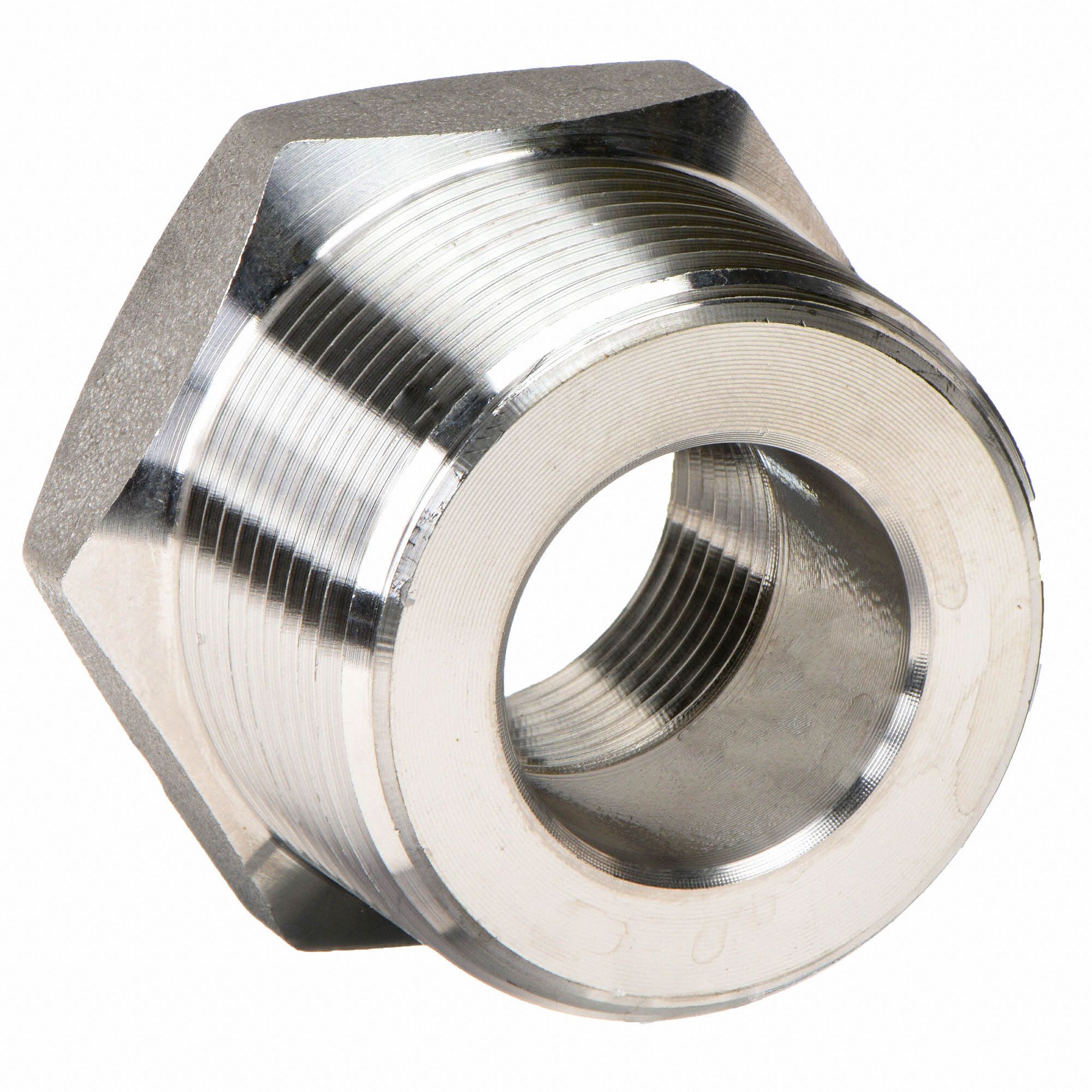 High Pressure 316 SS 1/2" MNPT x 1/4" FNPT Forged Stainless 3000# Hex Bushing