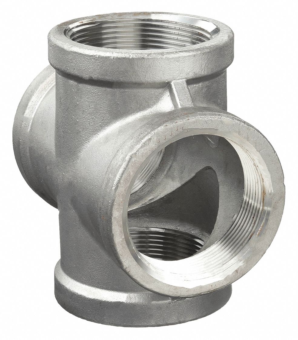 Cross: 304 Stainless Steel, 2 in x 2 in x 2 in x 2 in Fitting Pipe Size, Class 150