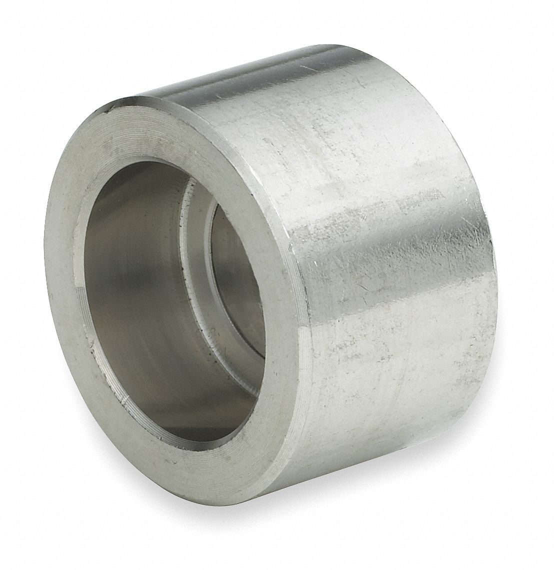 Half Coupling: 304 Stainless Steel, 1 1/4 in x 1 1/4 in Fitting Pipe Size, Female x Female