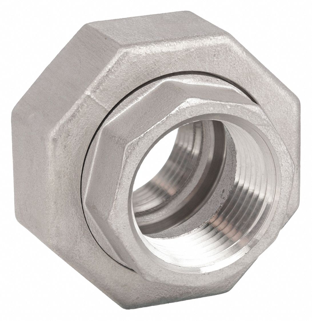 UNION: 304 STAINLESS STEEL, 1¼ IN X 1¼ IN FITTING PIPE SIZE, FEMALE NPT X FEMALE NPT