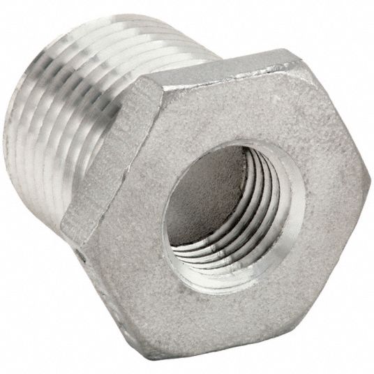 316 Stainless Steel, 1 2 In X 1 4 In Fitting Pipe Size, Hex Reducing 