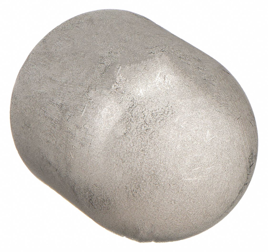 Round Cap: 304L Stainless Steel, 1 1/2 in Fitting Pipe Size, 1 1/2 in Overall Lg
