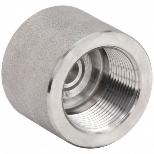 Round Cap: 304 Stainless Steel, 3/8 in Fitting Pipe Size, Class 3000