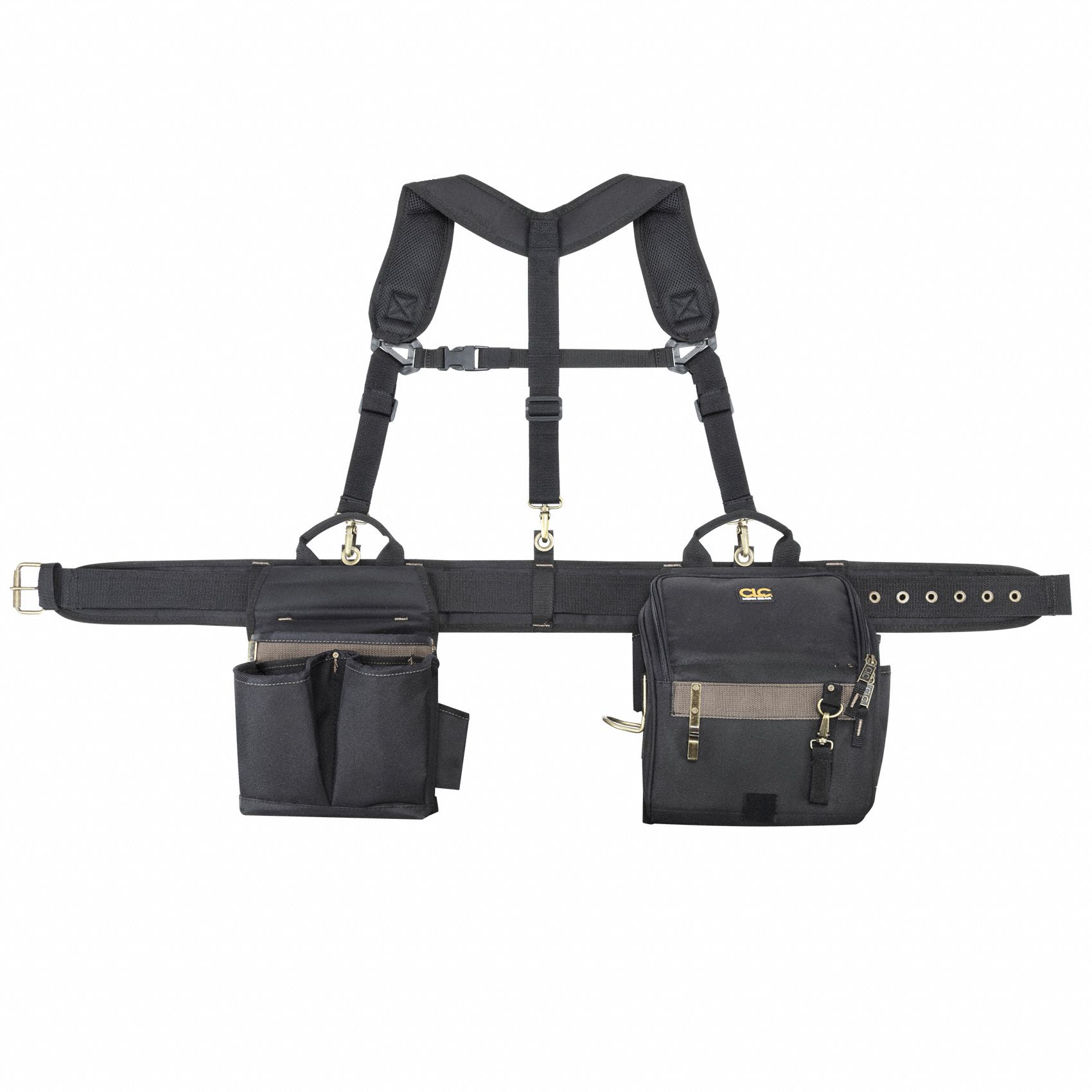 CLC Black, Tool Belt/Rig Combo System, Polyester, 29 in to 46 in Waist Size, Number of Pockets