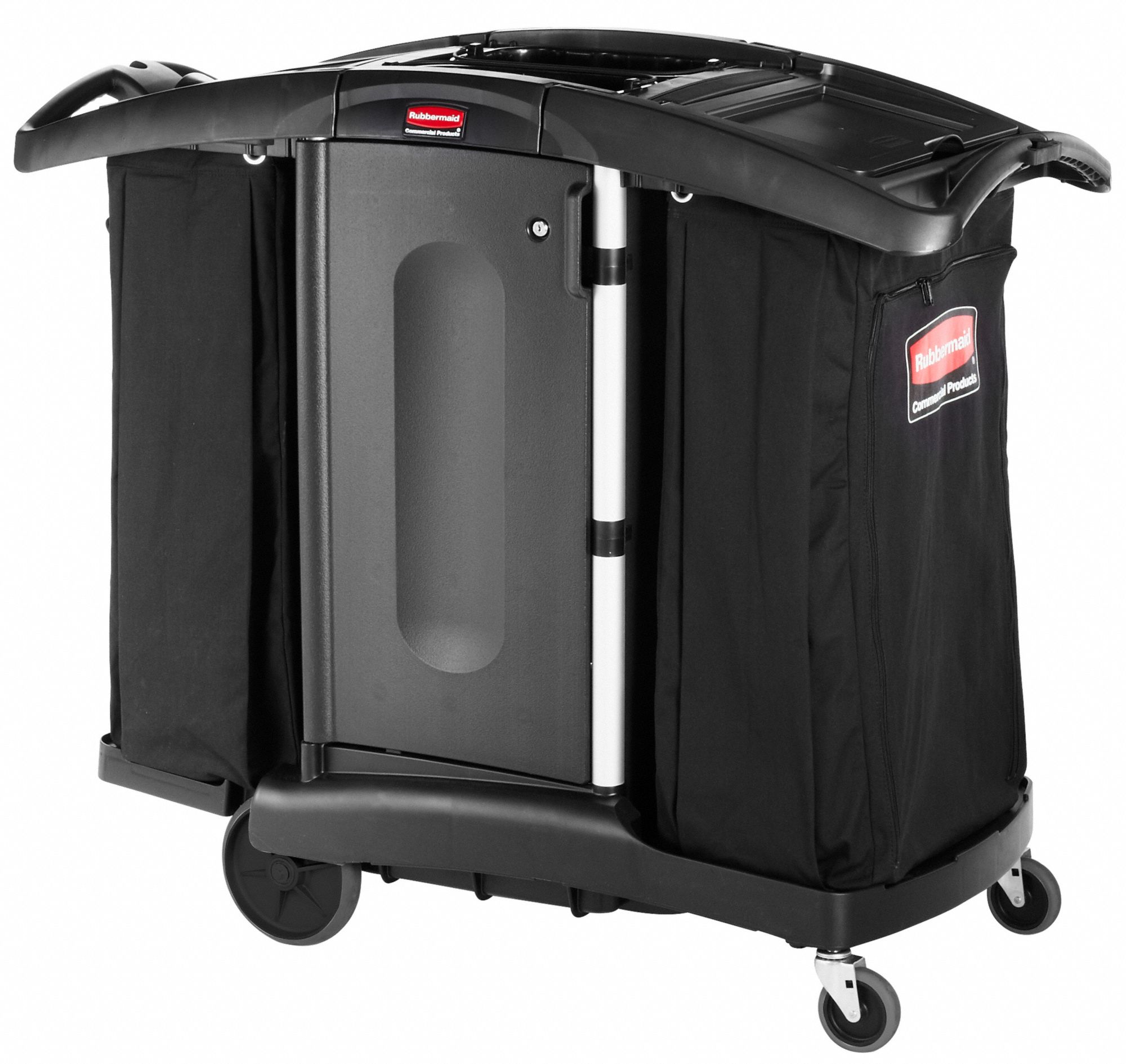 RUBBERMAID COMMERCIAL PRODUCTS Black, Housekeeping Cart, Overall Length ...