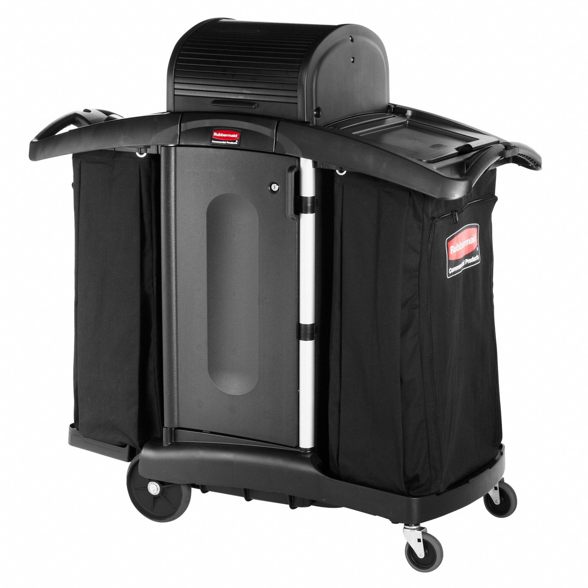 RUBBERMAID COMMERCIAL PRODUCTS Housekeeping Cart 68 gal Waste Container Capacity, 3 Shelves
