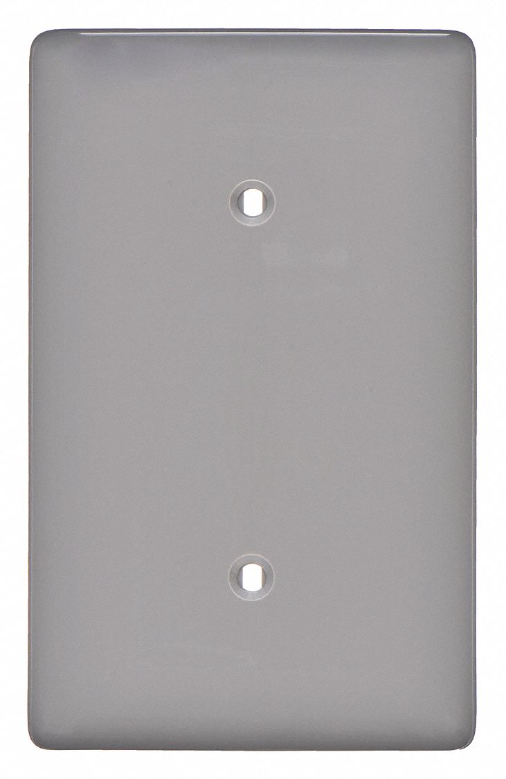 Blank Strap Mount Wall Plate, Gray, Number of Gangs 1, Weather