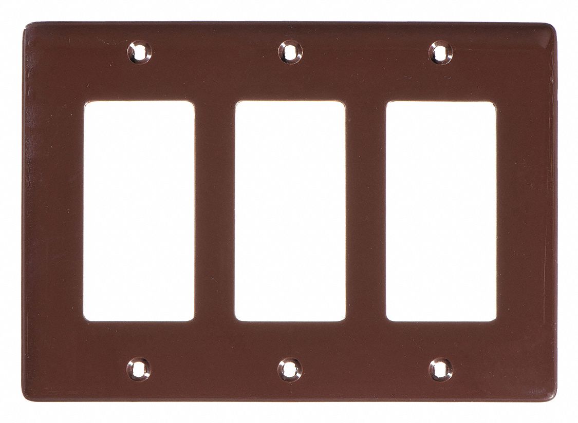 Rocker Wall Plate: 3 Gangs, Std, Light Almond, Nylon - Grainger