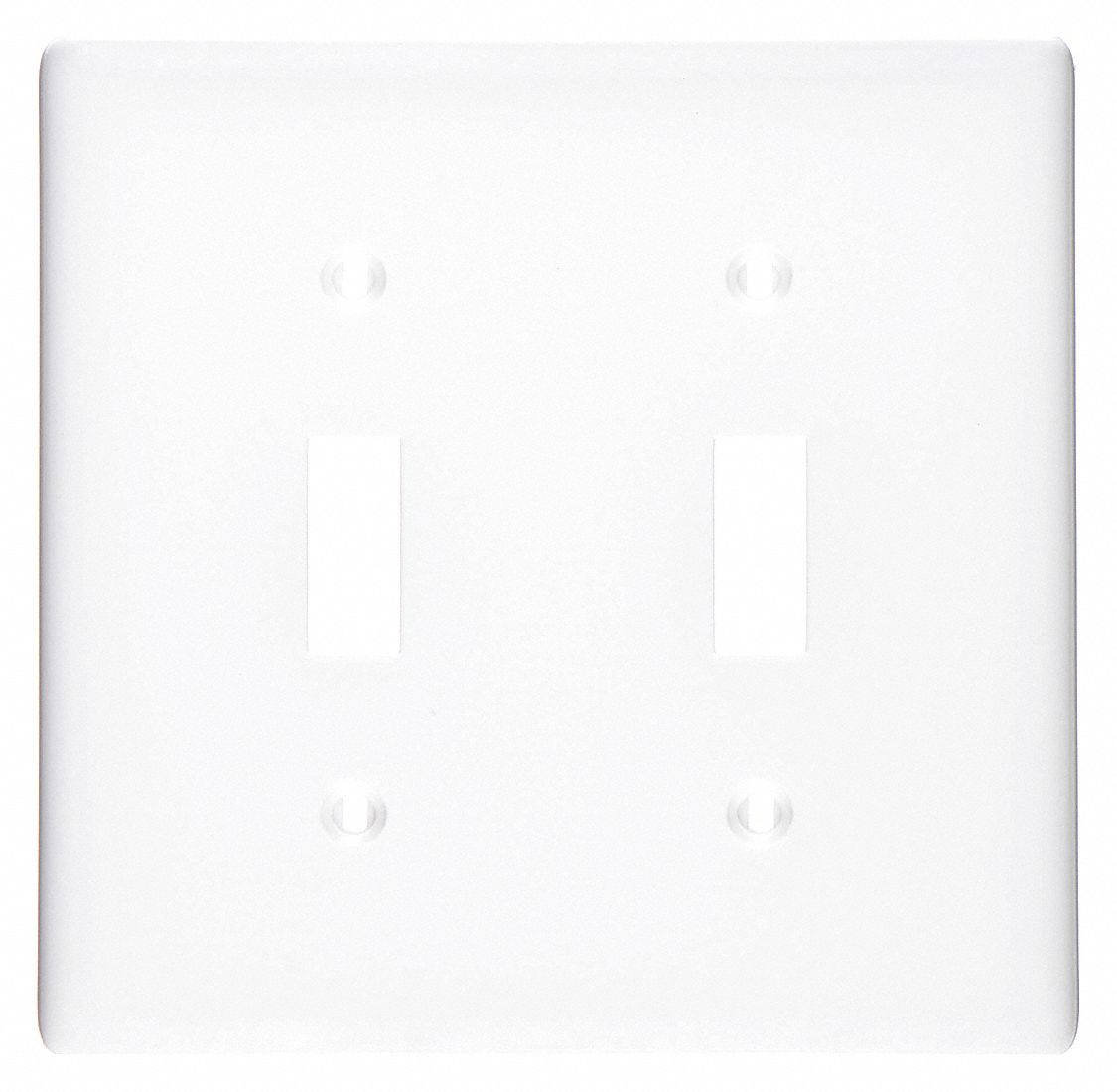 Toggle Switch Wall Plate 2 Gangs, Std, White, Nylon Grainger