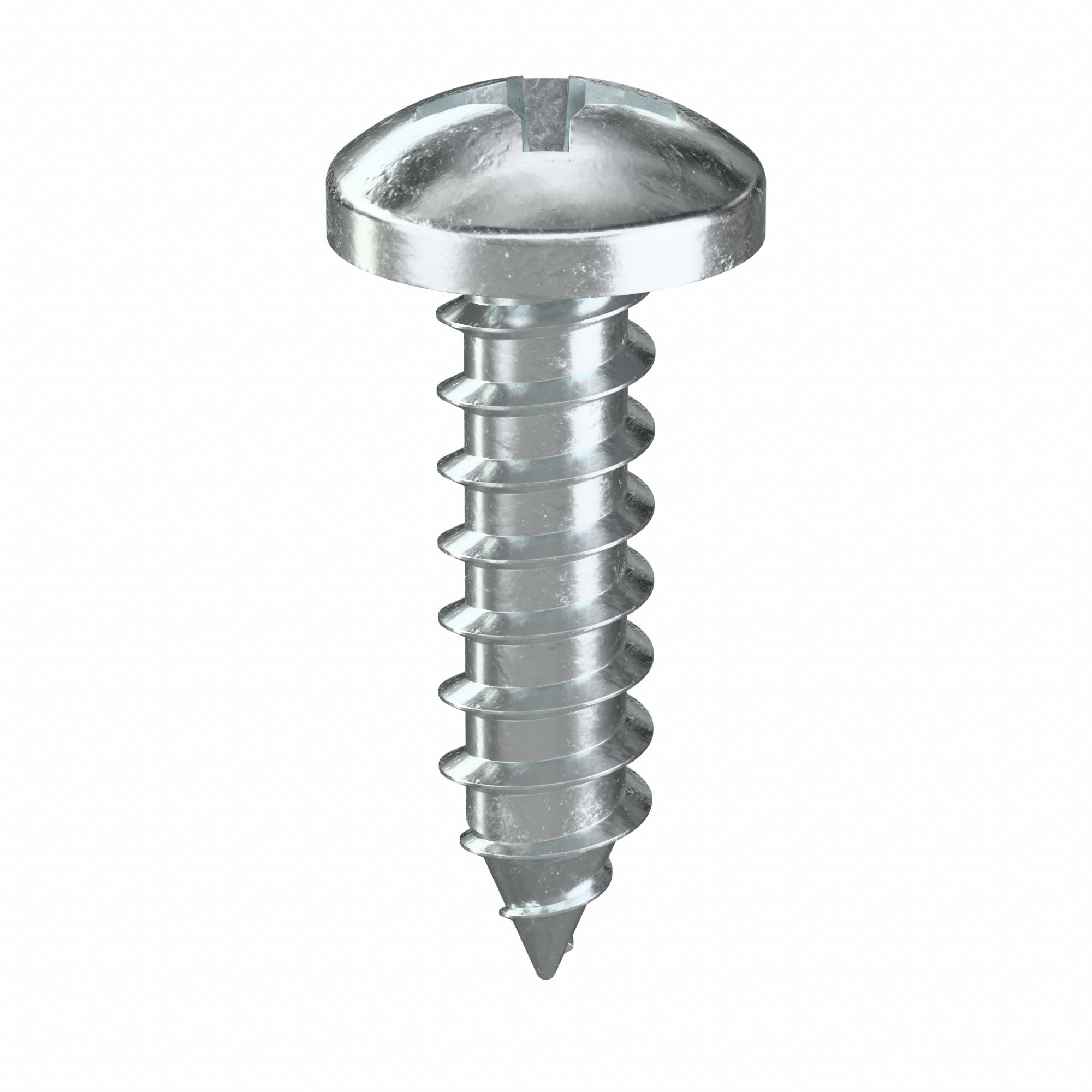 Sheet Metal Screw: #6 Size, 1/2 in Lg, Steel, Zinc-Plated, Phillips, Pan, 100 PK