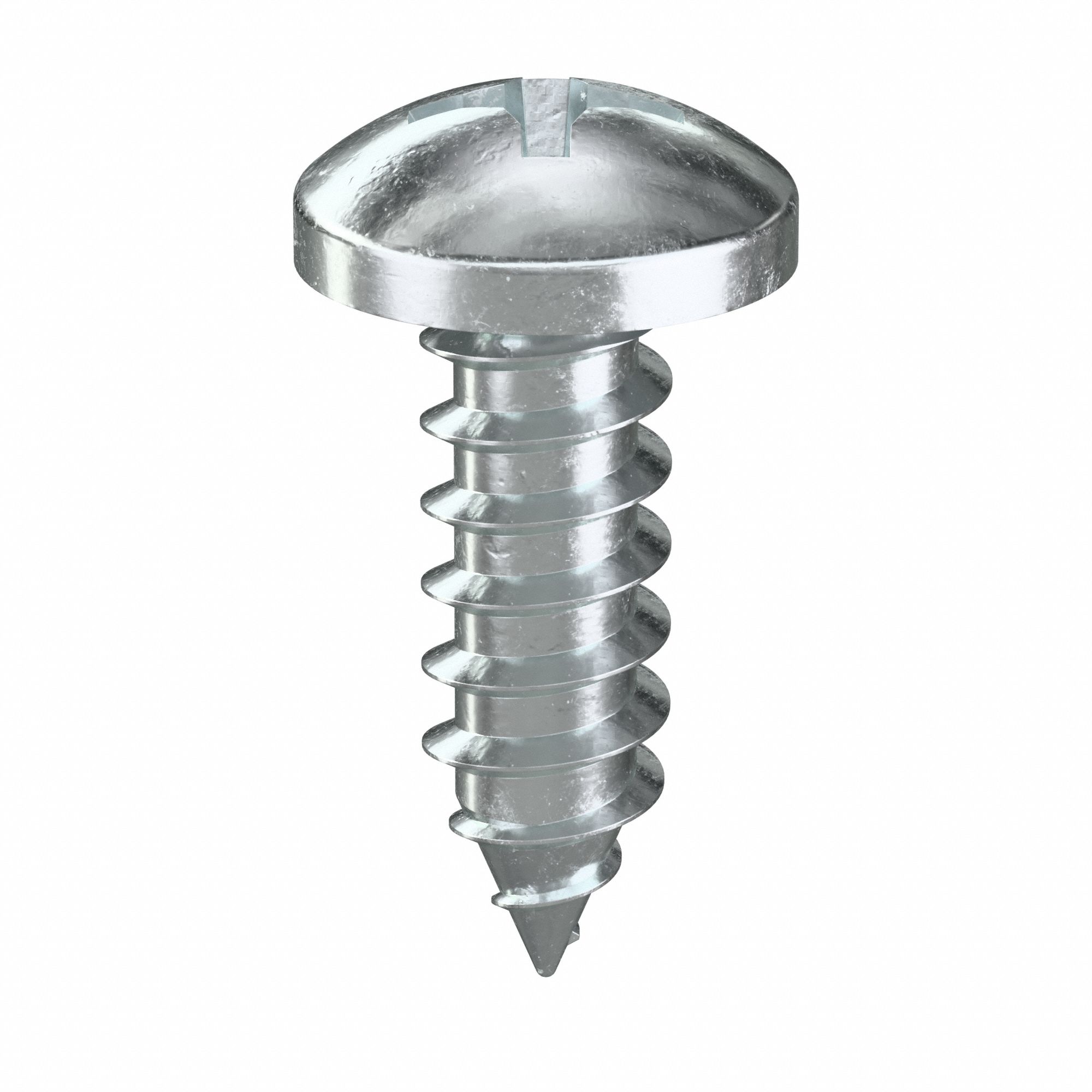 Sheet Metal Screw: #8 Size, 1/2 in Lg, Steel, Zinc-Plated, Phillips, Pan, 100 PK