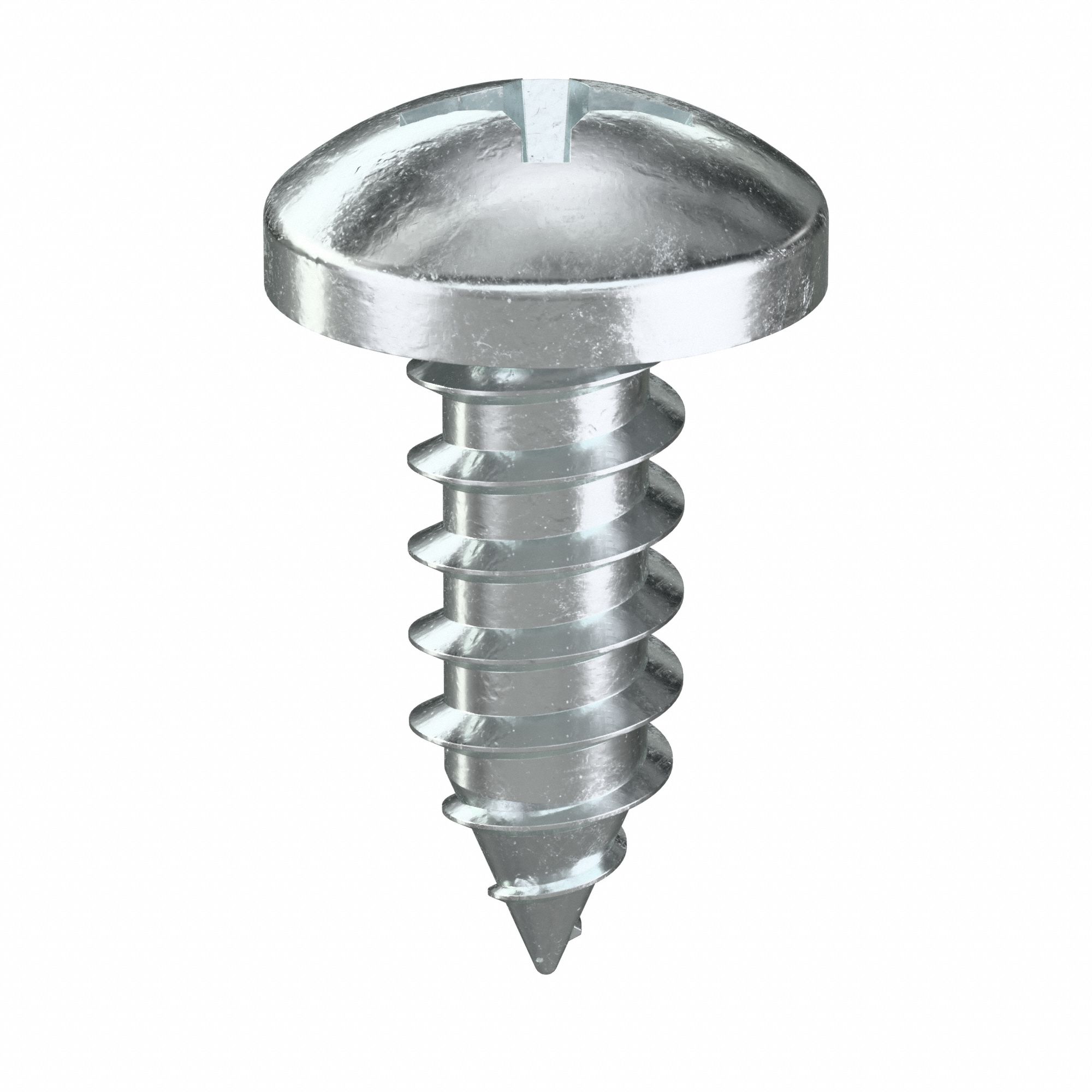 Sheet Metal Screw: #10 Size, 1/2 in Lg, Steel, Zinc-Plated, Phillips, Pan, 100 PK
