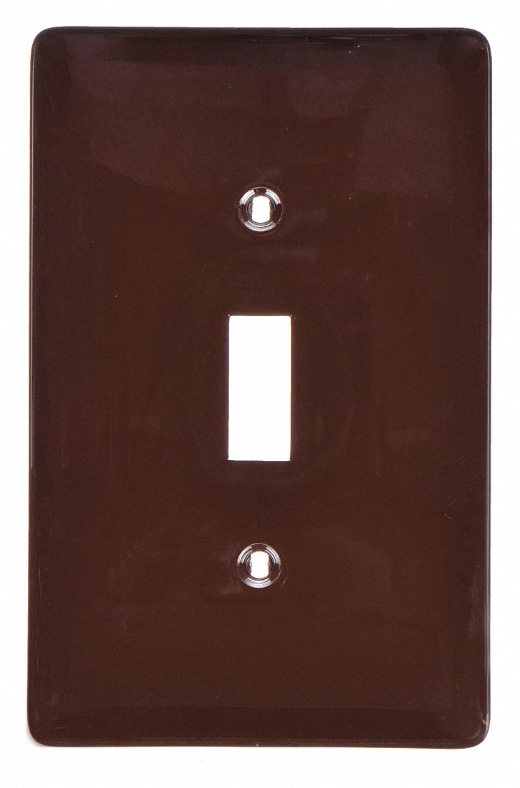 Toggle Switch Wall Plate 1 Gangs, Mid Size, Brown, Nylon Grainger