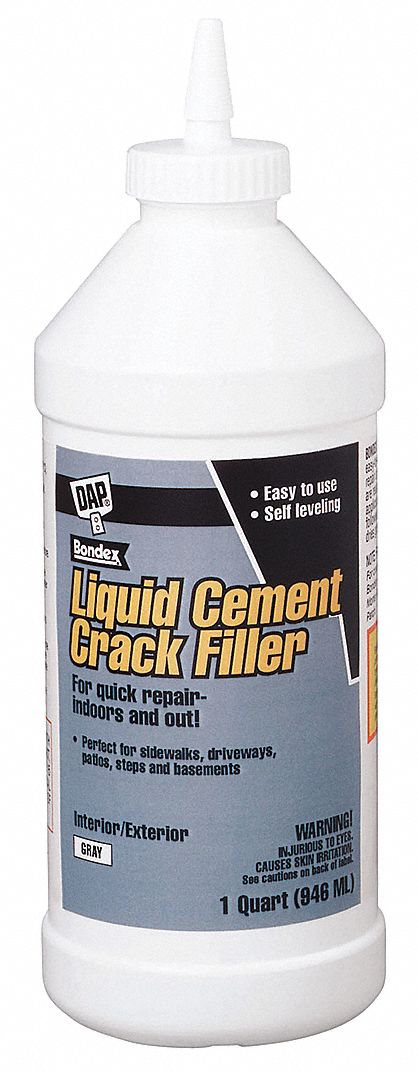 Liquid Cement Crack Filler: 1 qt, 15 min Starts to Harden, 1 hr Full Cure Time, Bottle Container