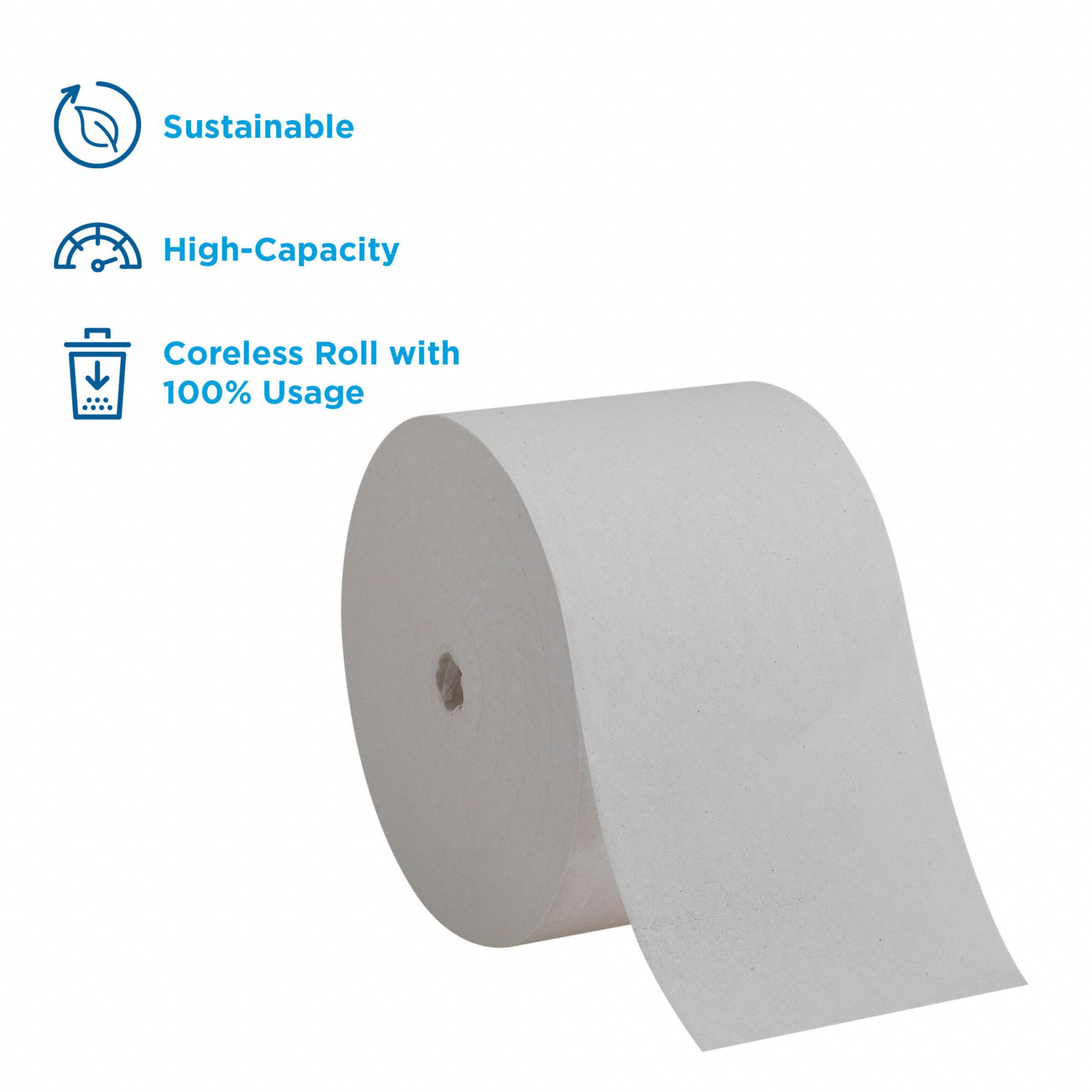 Toilet Paper Roll Coreless, 1 Ply, 3,000 Sheets, 1,000