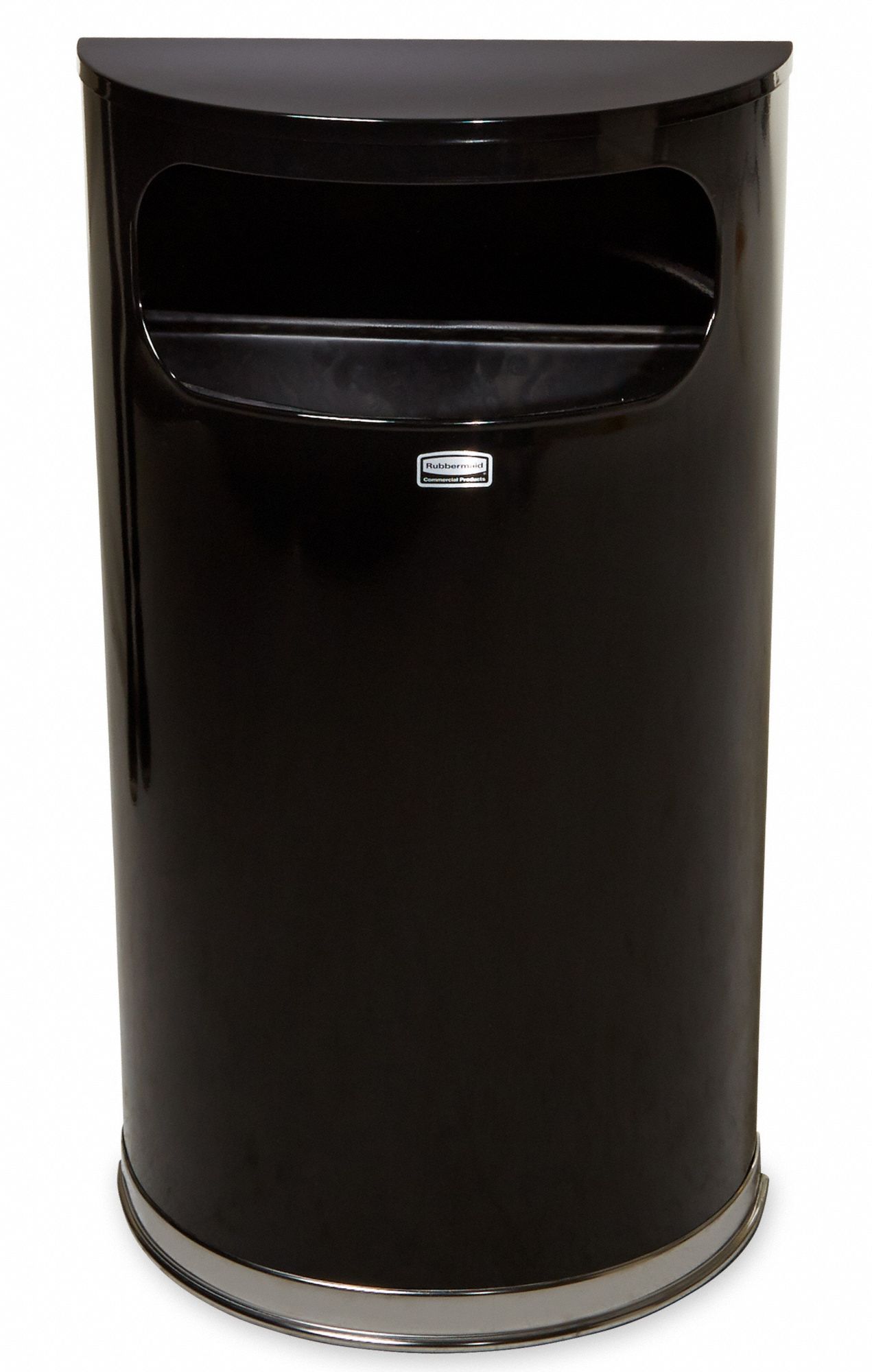 RUBBERMAID COMMERCIAL PRODUCTS 9 gal HalfRound FireResistant Wastebasket, Metal, Black 1LYL6