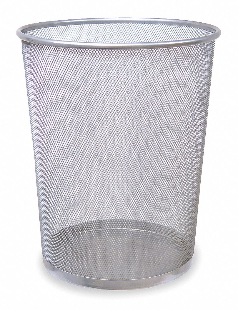 RUBBERMAID COMMERCIAL PRODUCTS, Steel, Open Top, Wastebasket 1LYL9