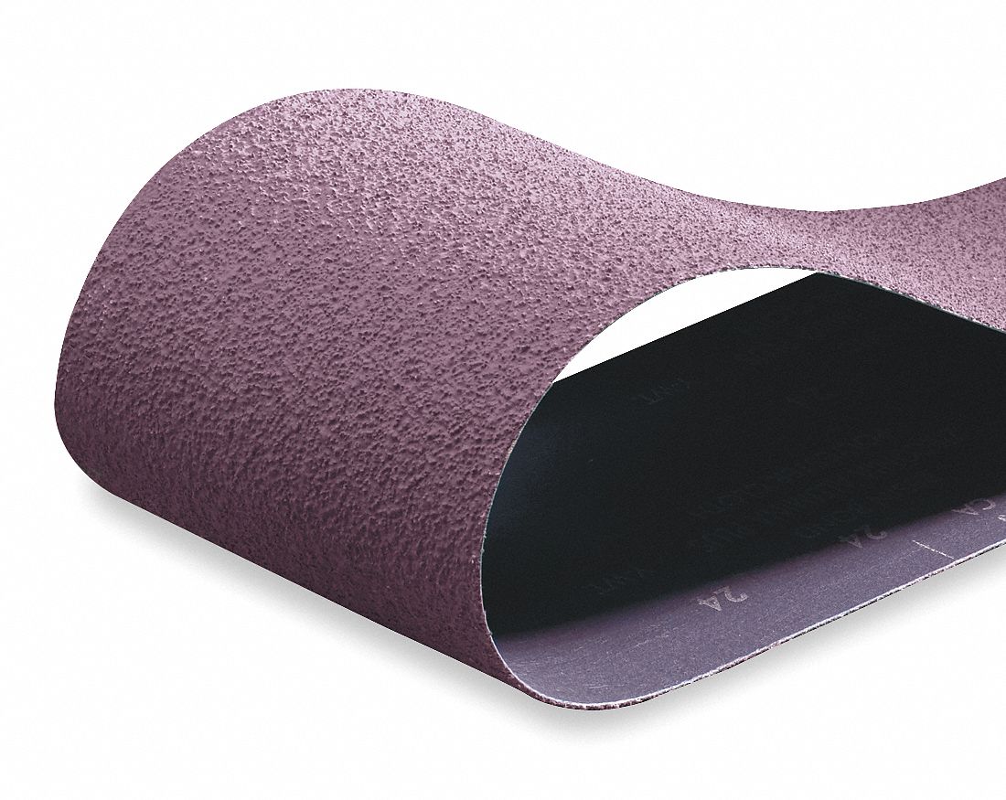 Sanding Belt: 4 in W x 24 in L, Aluminum Oxide, 36 Grit, X Wt Cotton Backing, R255 Metalite