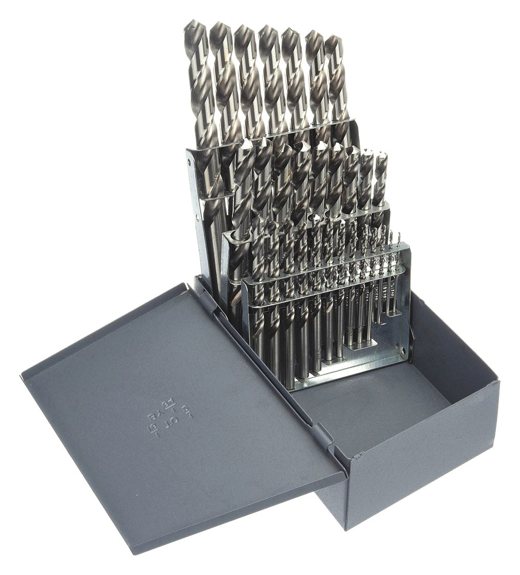 JOBBER LENGTH DRILL BIT SET, 1/16 IN SMALLEST BIT, ½ IN LARGEST BIT, HSS