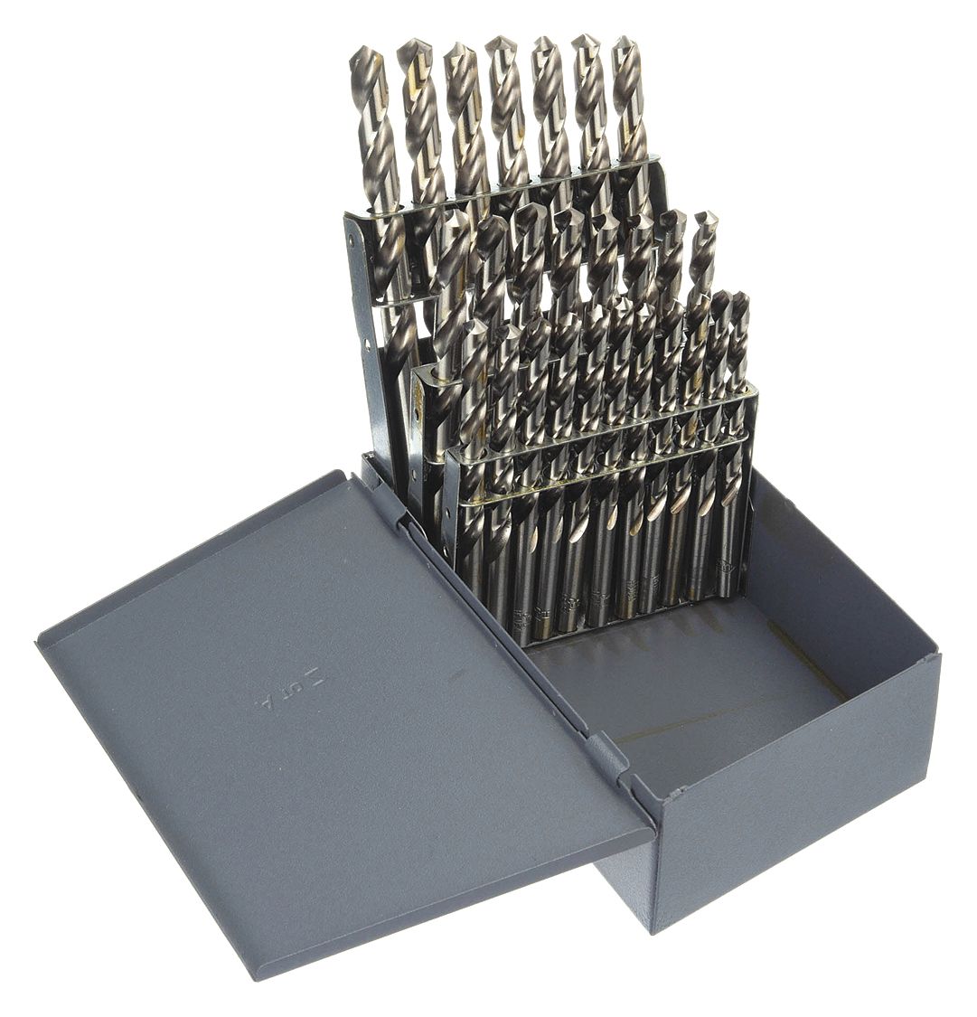 JOBBER LENGTH DRILL BIT SET, A SMALLEST BIT, Z LARGEST BIT, HIGH SPEED STEEL