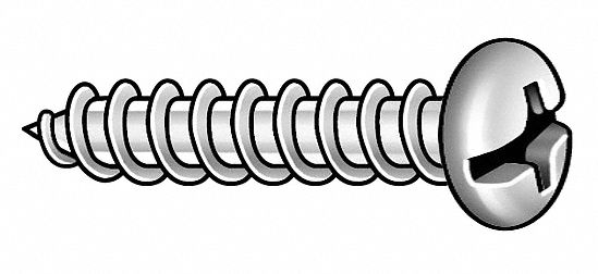 Sheet Metal Screw: #4 Size, 1/2 in Lg, Steel, Zinc-Plated, Combo Slotted/Phillips, Pan, 8, 500 PK