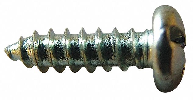 SHEET METAL SCREW, SIZE #6, ⅜ IN L, STEEL, ZINC PLATED, PAN, SMS, COMBO SLOTTED/PHILLIPS, 100 PK