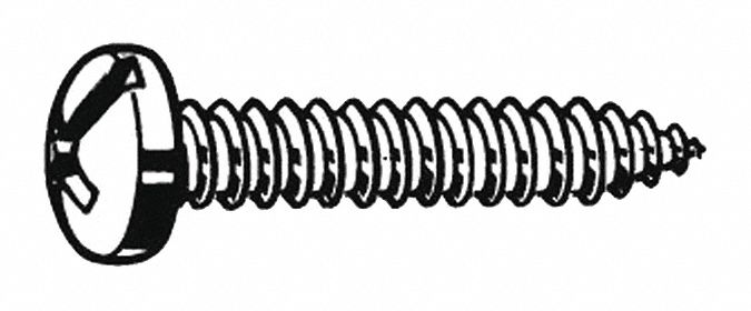 Sheet Metal Screw: #12 Size, 1/2 in Lg, Steel, Zinc-Plated, Combo Slotted/Phillips, Pan, 100 PK