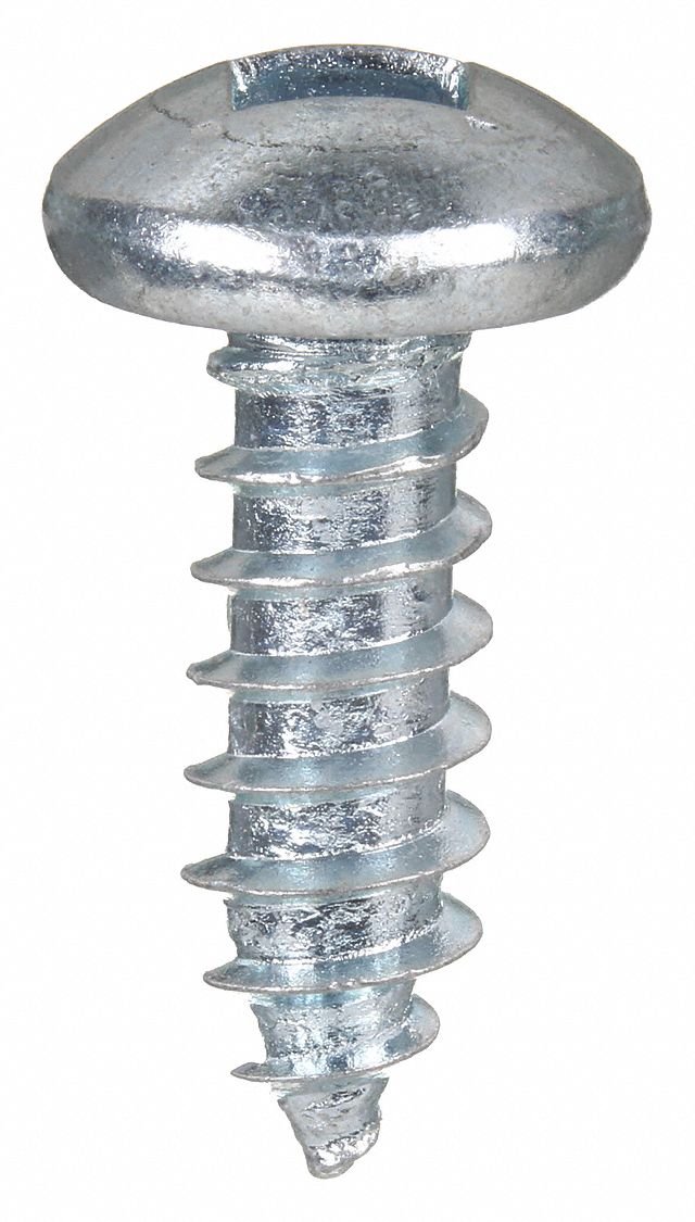 Sheet Metal Screw: #10 Size, 1/2 in Lg, Steel, Zinc-Plated, Square, Pan, 100 PK