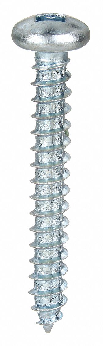 Sheet Metal Screw: #12 Size, 1 1/2 in Lg, Steel, Zinc-Plated, Square, Pan, 100 PK