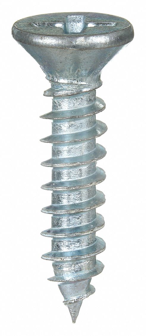 SHEET METAL SCREW, SIZE #6, ¾ IN L, STEEL, ZINC PLATED, FLAT, AB, PHILLIPS, ASME B18.6.3, 100 PK