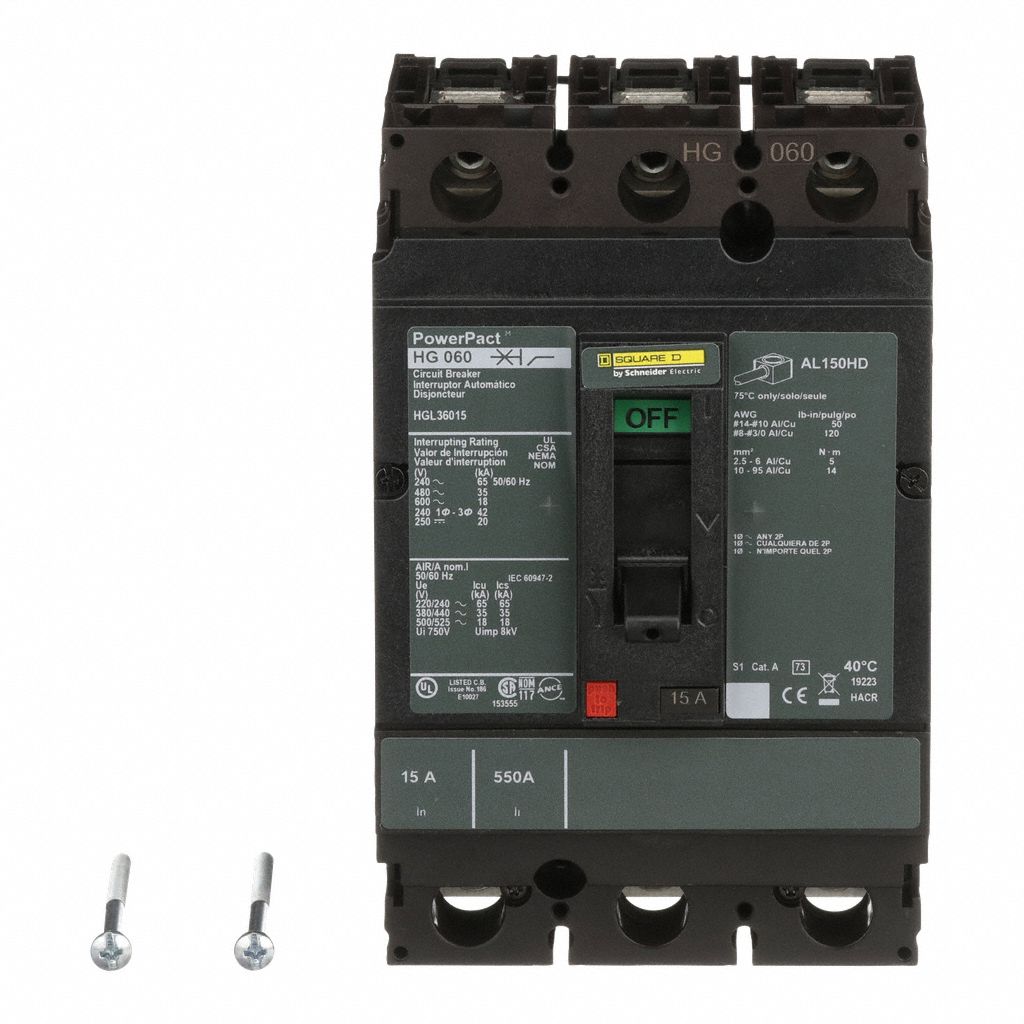 15 A Amps, 65kA at 240V AC, Molded Case Circuit Breaker 1MAV7