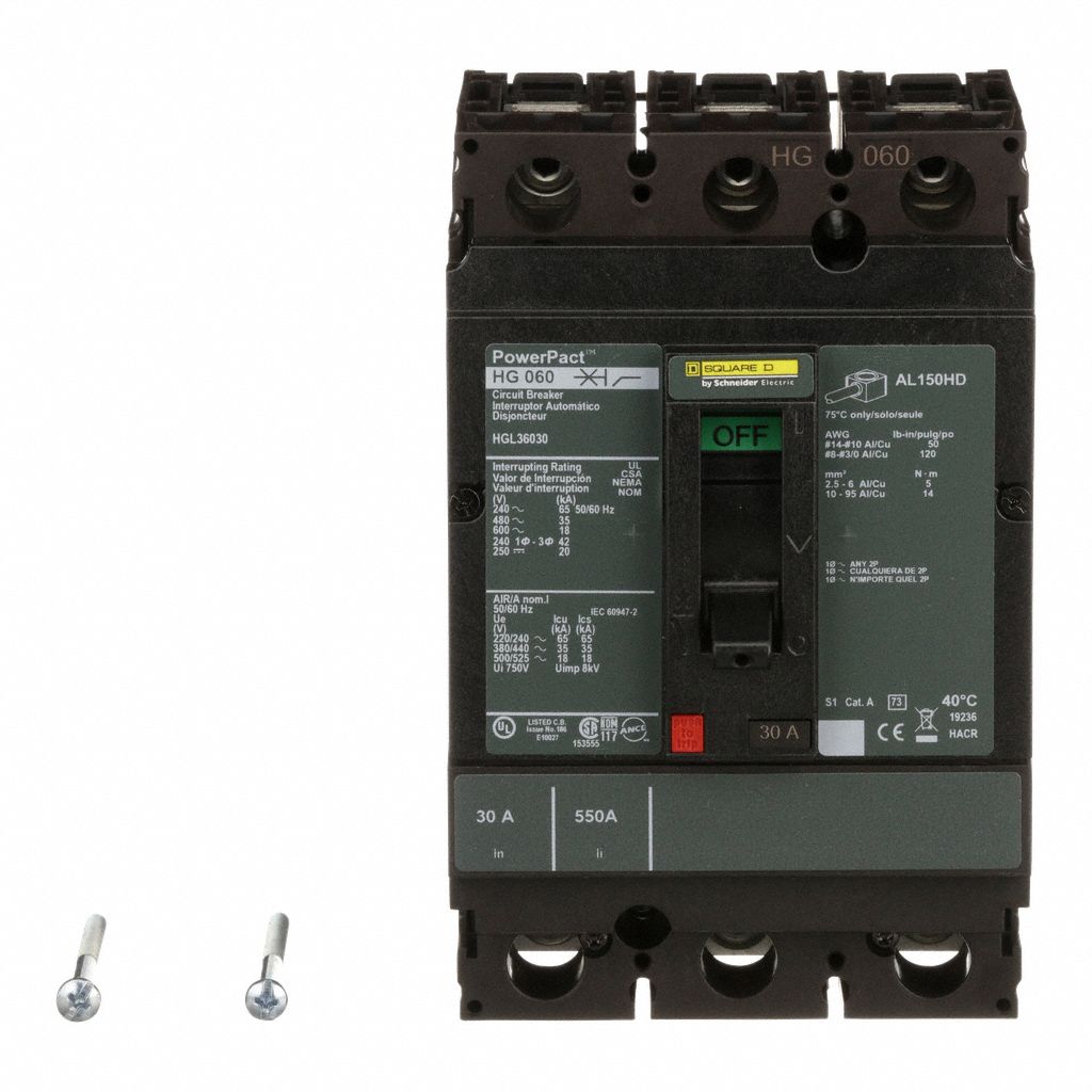 Molded Case Circuit Breaker: 30 A Amps, 65kA at 240V AC, Fixed, Line/Load Lug, ABC, 3 Poles, 600V AC