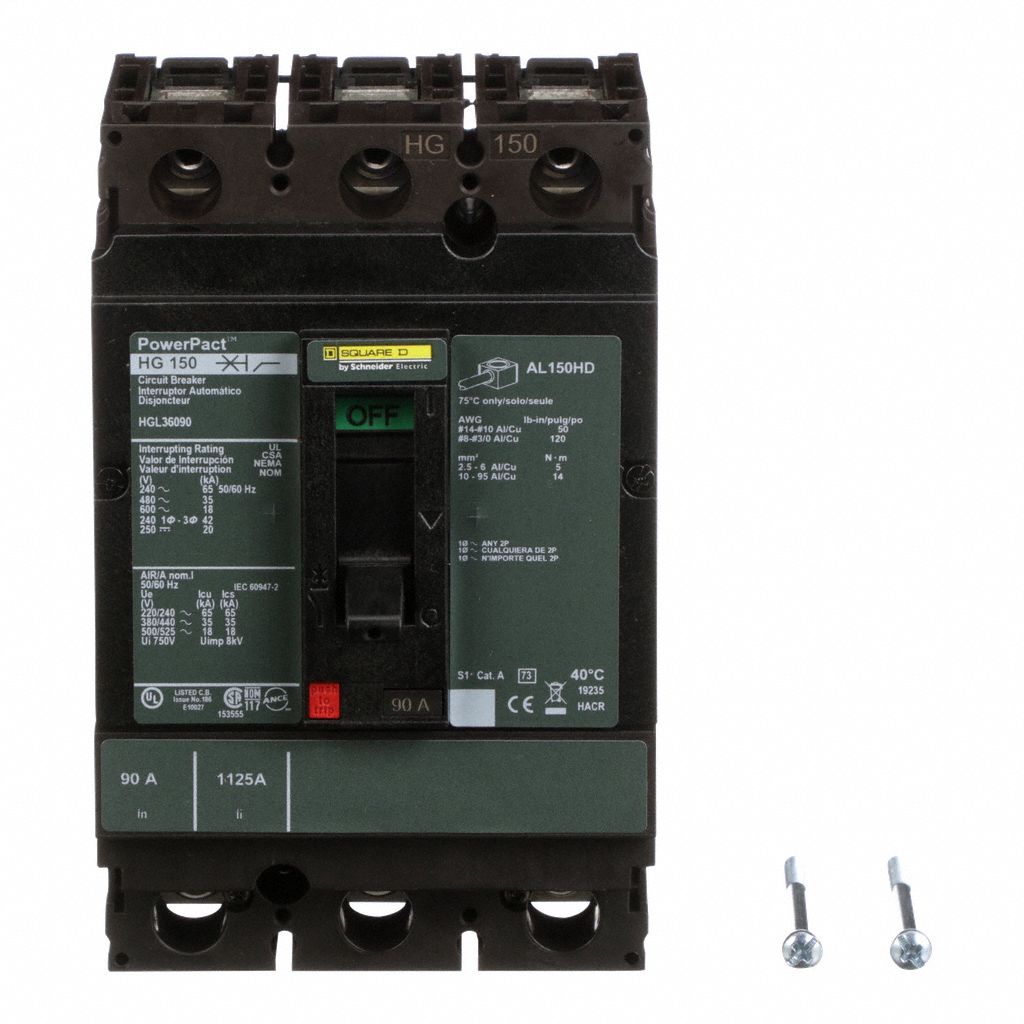 Molded Case Circuit Breaker: 90 A Amps, 65kA at 240V AC, Fixed, Line/Load Lug, ABC, 3 Poles, 600V AC