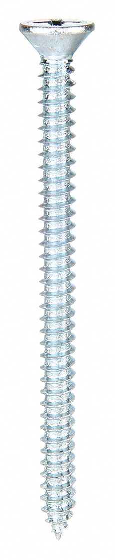 TAPPING SHEET METAL SCREW, SIZE #14, 3 IN L, STEEL, ZINC PLATED, FLAT, AB, PHILLIPS, ROUND, 100 PK