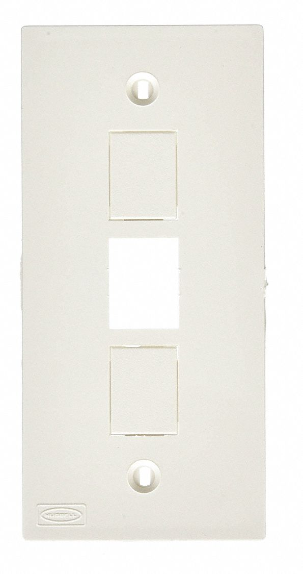 3-JACK FACEPLATE, FOR KP SERIES, PLASTIC, WHITE, 1 GANG