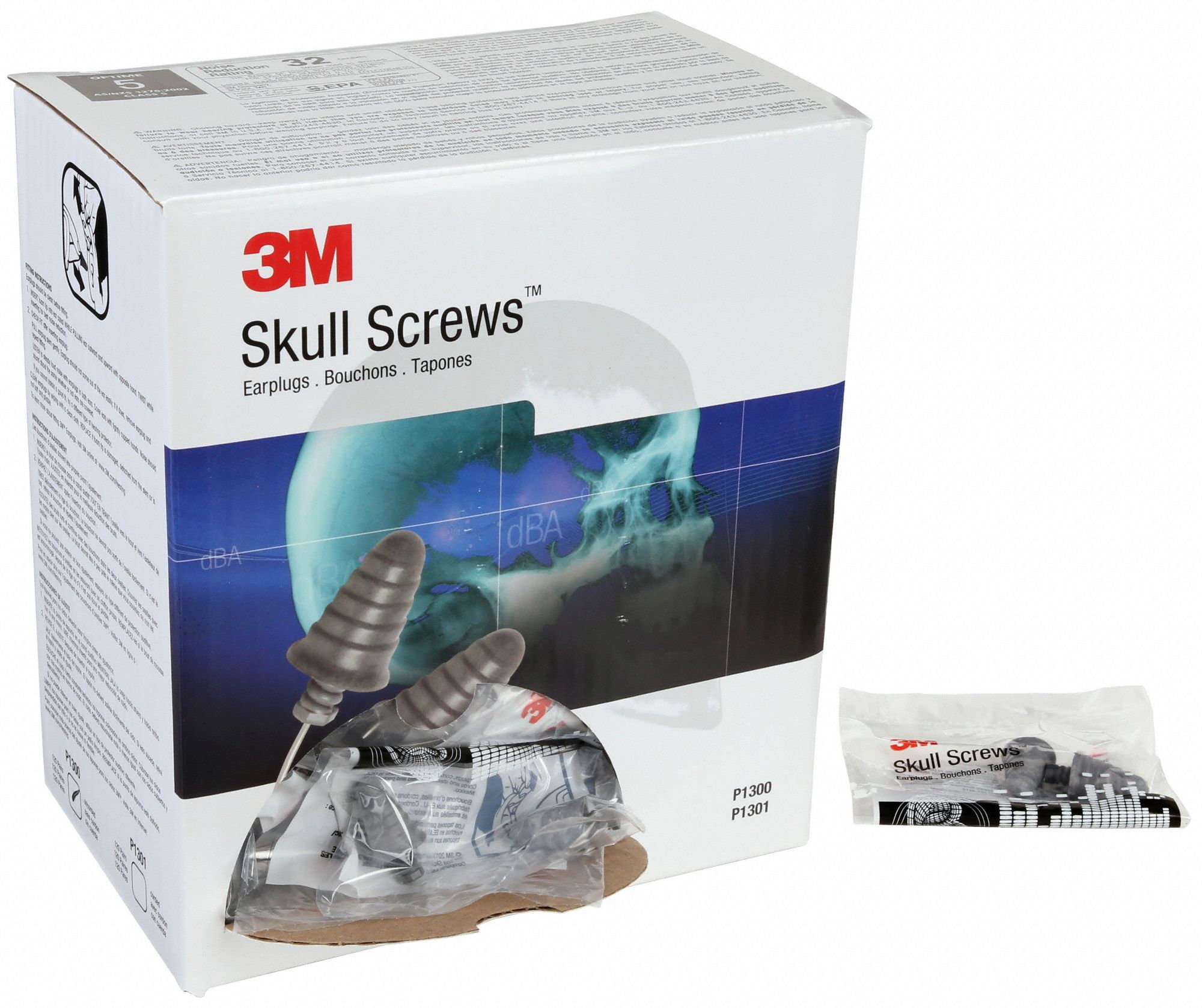 3M Cone Ear Plugs, 32 dB Noise Reduction Rating NRR, Uncorded, M, Gray