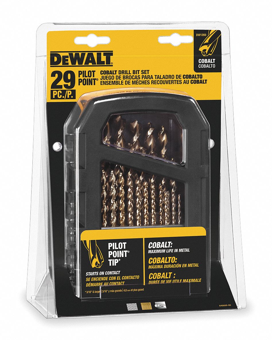 Dewalt cobalt drill bit best sale set with pilot point