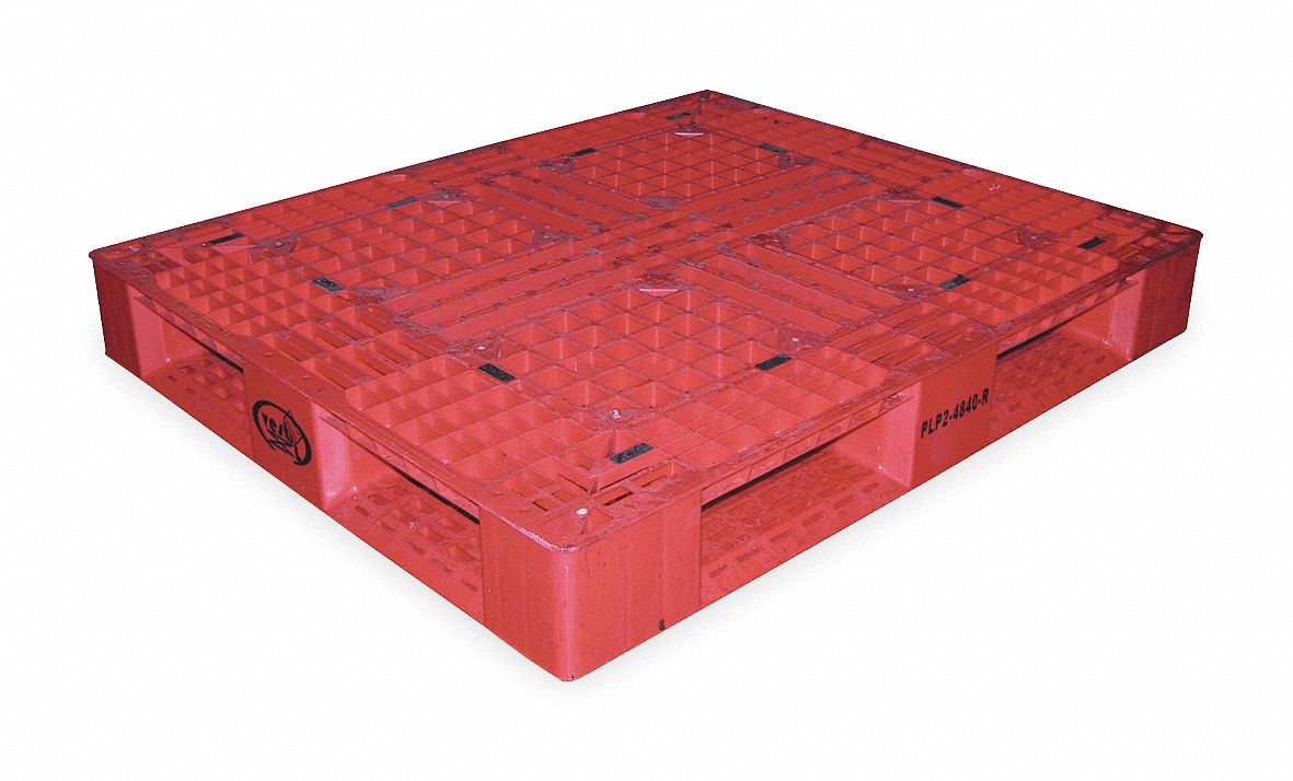 GRAINGER APPROVED Plastic Pallet, 48 L X 40 In W, Red 1MCT21MCT2