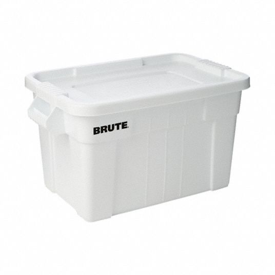 Rubbermaid 20 gal Grey Plastic Brute® Tote With Lid - 27 7/8L x 17 3/8W x  15 1/8D