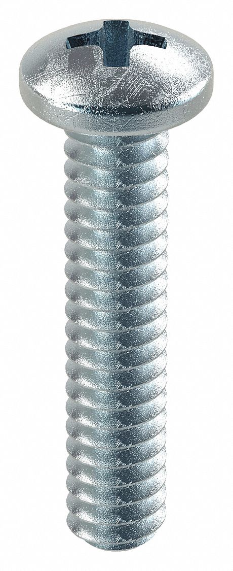 VIS DE MÉCANIQUE,NO4-40, 5/8PO L, ACIER, GALVANISÉ, CYLINDRIQUE,CRUCIFORME, ASME,100PQ