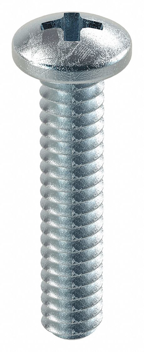 MACHINE SCREW, #4-40 THREAD, ⅝ IN L, STEEL, ZINC PLATED, PAN, PHILLIPS, ASME B18.6.3, 100 PK