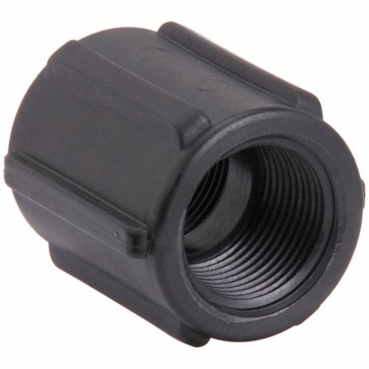 Coupling: 2 in x 2 in Fitting Pipe Size, Schedule 80, Female NPT x Female  NPT, 300 psi, Black