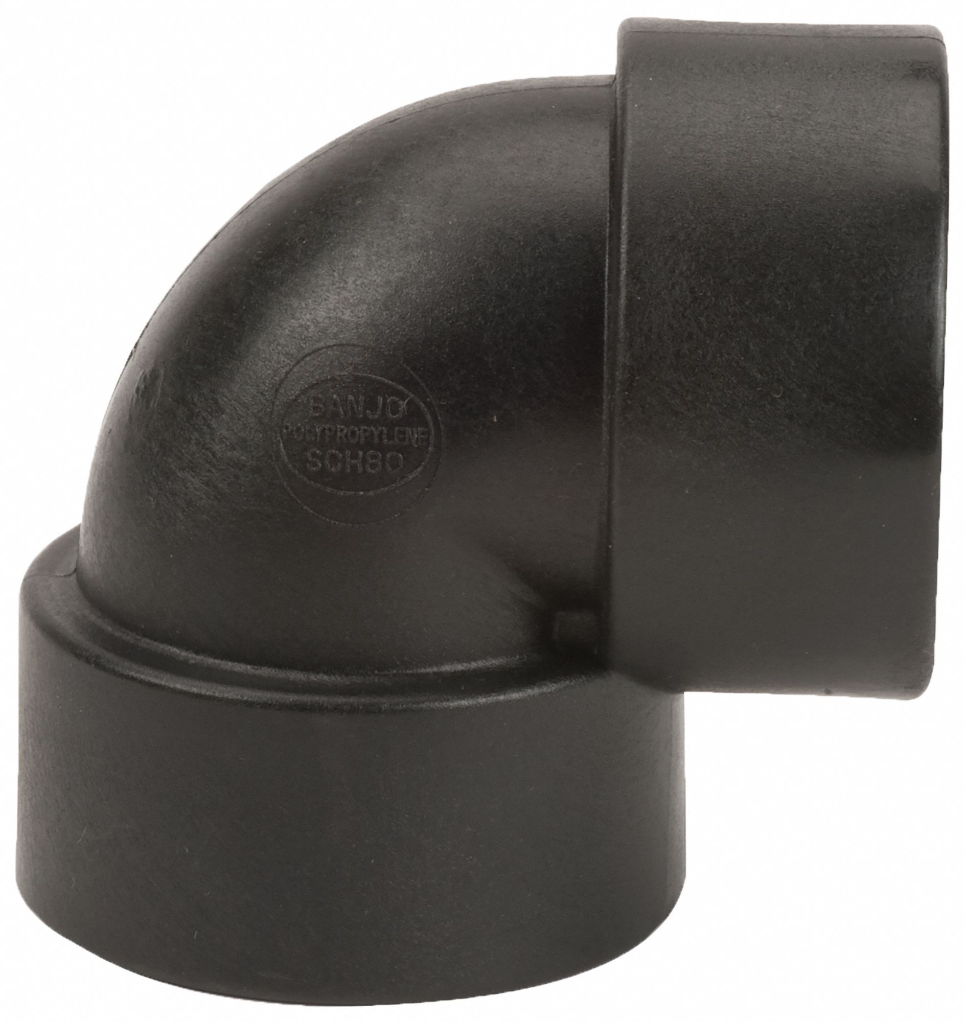 Pipe Elbow: 90° Elbow, 2 in x 2 in Fitting Pipe Size, Schedule 80, Female NPT x Female NPT, Black
